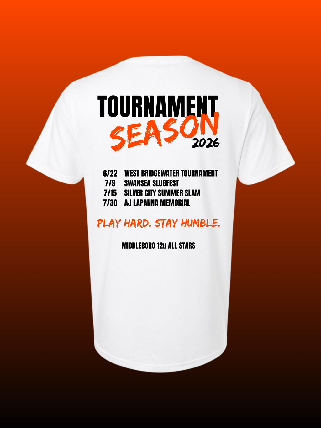 Middleboro 12U All-Stars Tournament Season Limited Edition T-Shirt