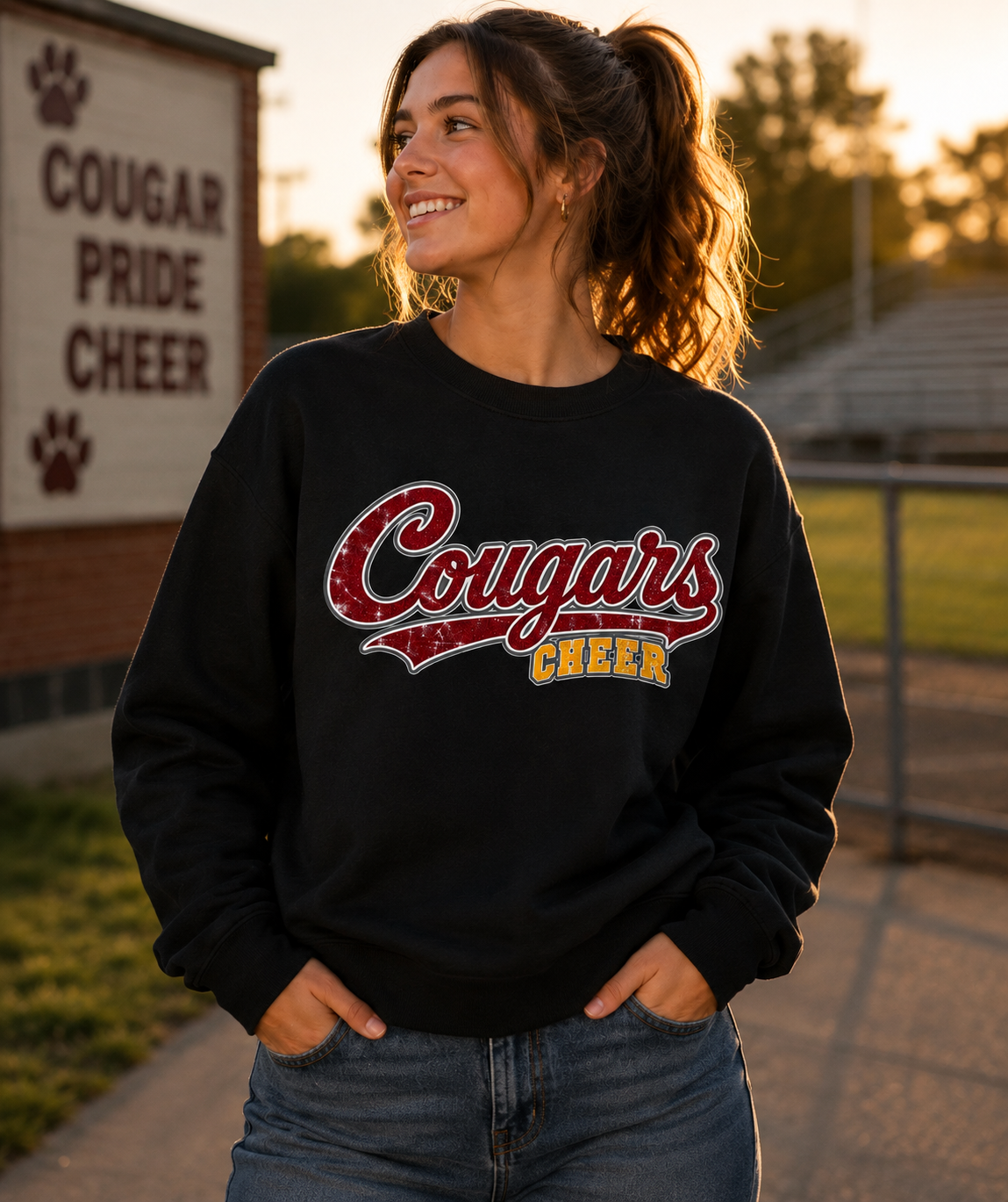MMC Cougars Cheer Crewneck Sweatshirt