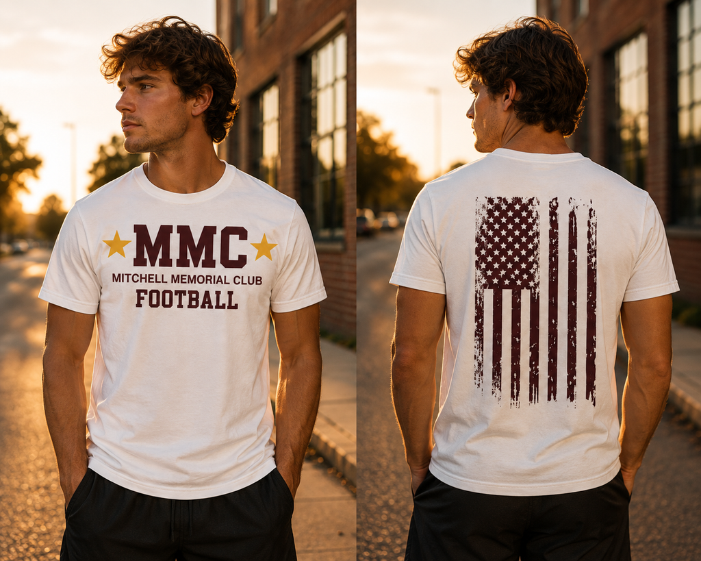 MMC Distressed Flag Tee | Football + Cheer